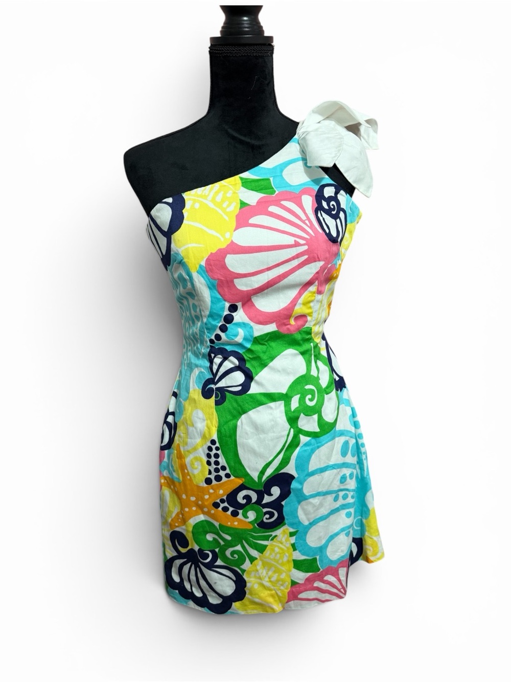 Lilly Pulitzer Colorful One Shoulder Mini Dress Beachy Coastal Resort